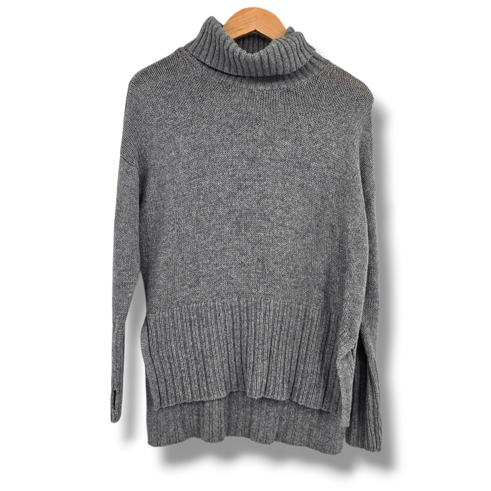 Offline by Aerie Womens Gray Turtleneck Sweater Thumbhole High Low Marled XS